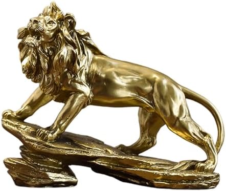 JINGTIANCD Lion Statue Resin Figurine Gold Decor