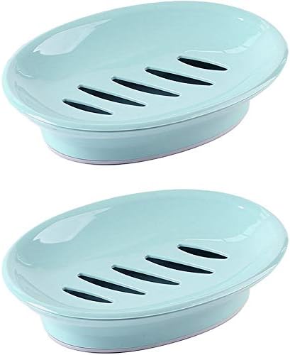 WYOK 2-Pack Soap Dish with Drain Blue