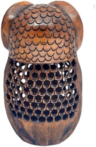 Hand Carved Wooden Owl Statue 6 Inch Decor