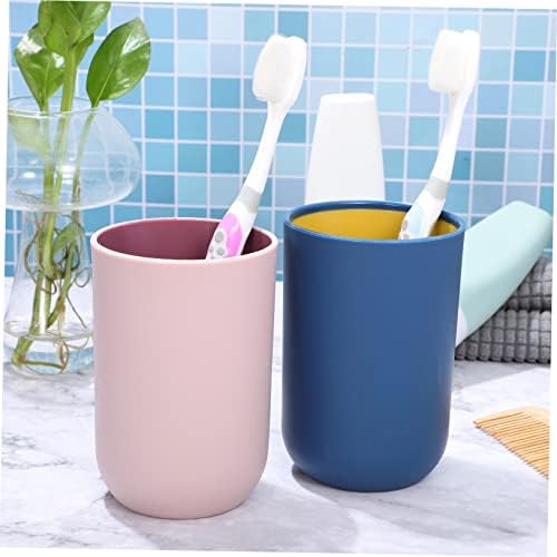 Unomor 4pcs Simple Style Toothbrush Tumblers with Curved Edges