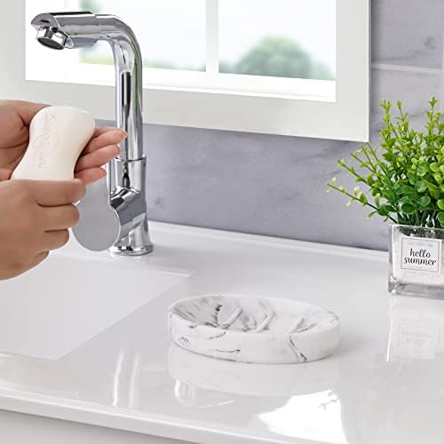 INIUNIK Marble Look Soap Dish - Bar Soap Holder for Shower Kitchen Sink