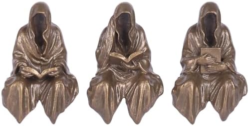 GrivSheen Reading Statue Set of 3 Gothic Fantasy Bookshelf Figurines