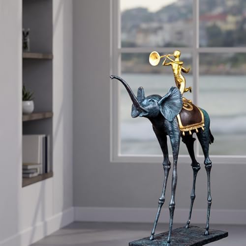 Blue Bronze Elephant Sculpture - 256 Tall Home Dcor