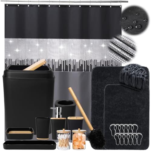 XLHOMO 24PCS Black Bathroom Accessory Set