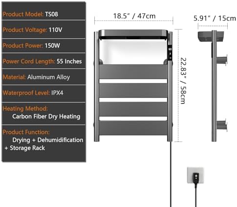 Verida Towel Warmer Rack with Timer and Temperature Control 1