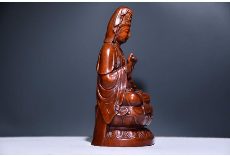 Handcrafted Boxwood Guanyin Kwan Yin Statue Decor