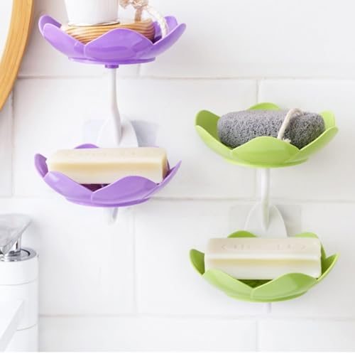 XISAOK Strong Adhesive Lotuses Design Soap Dish 1