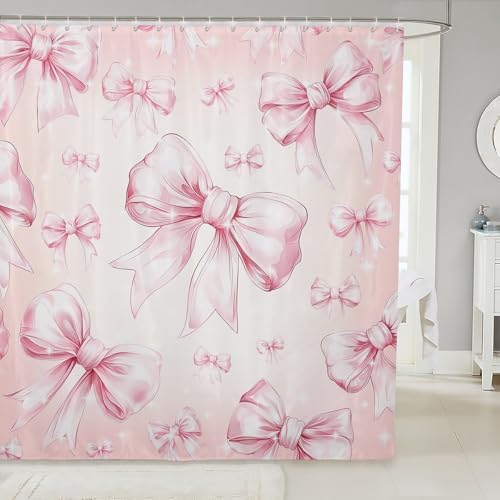 Erosebridal Pink Bow Kawaii Shower Curtain Set