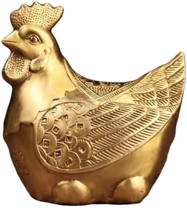 Copper Chicken Statue Zodiac Rooster Home Decor