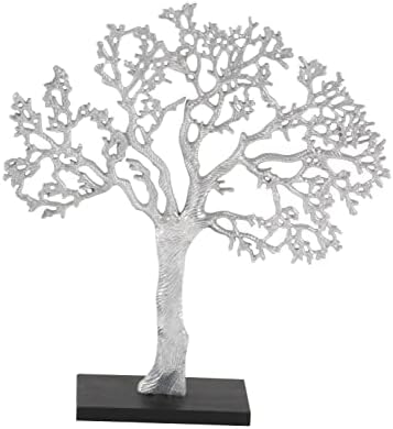 Deco 79 Silver Black Tree Sculpture Home Decor Statue