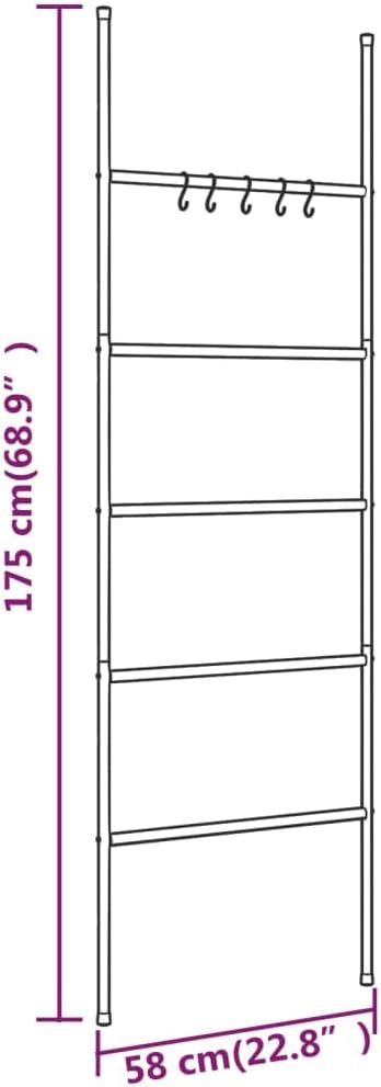 Stylish 5-Tier Iron Towel Rack Black