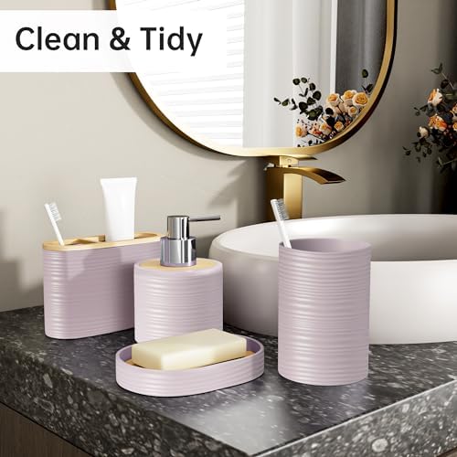 Fun Memories Bamboo Bathroom Accessories Set 6 Piece
