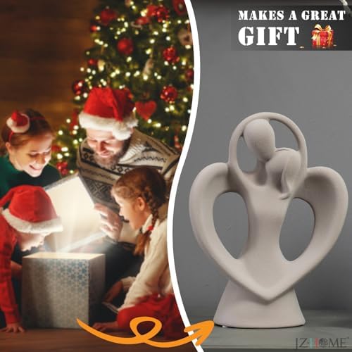 Abstract Kissing Lovers Ceramic Sculpture Gray