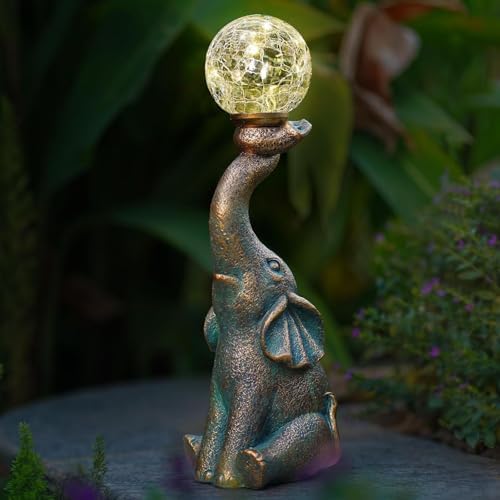 Solar Angel and Elephant Garden Statues - Outdoor Decor