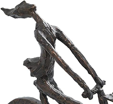 Deco 79 Polystone People Statue with Bike Brass
