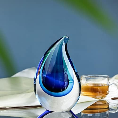 Yao Yuan Blue Murano-Style Art Glass Waterdrop Sculpture