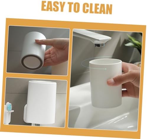 FONDOTIN 2pcs Solid PP White Bathroom Toothbrush Tumbler