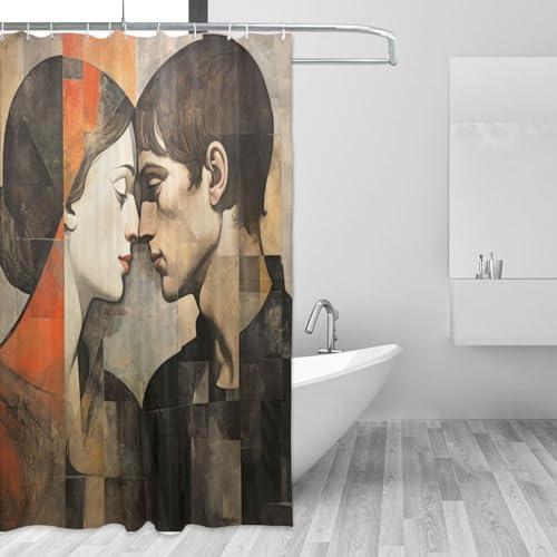 DAOWANGZUO Kissing Girl Boho Shower Curtain Set