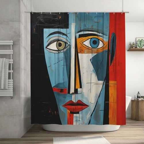 DAOWANGZUO Boho Black Hair Girl Shower Curtain Set