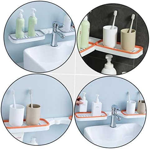 2pcs Wall Mounted Toiletry Holder Rotatable Storage Rack Grey