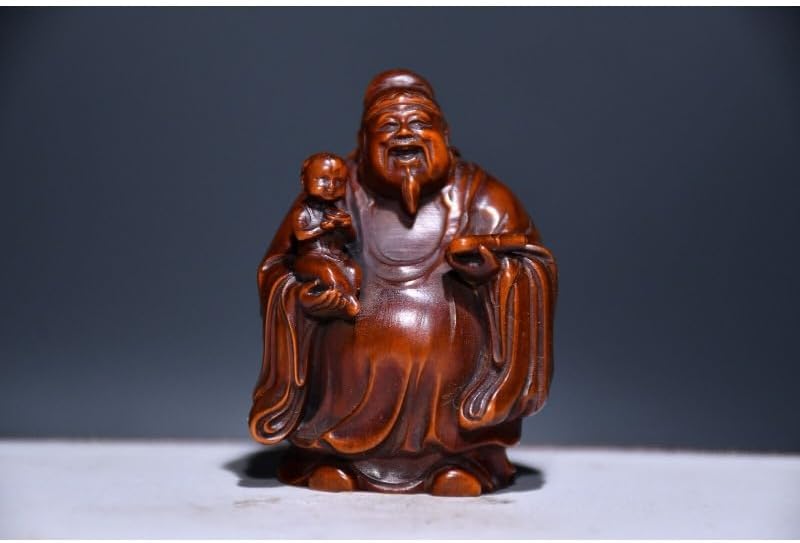 LimpaC Boxwood 3 Longevity God Statues Handmade Home Decor