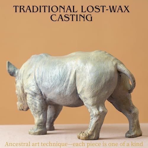 Bronze Rhinoceros Sculpture 197 Inch Realistic Handcrafted Statue