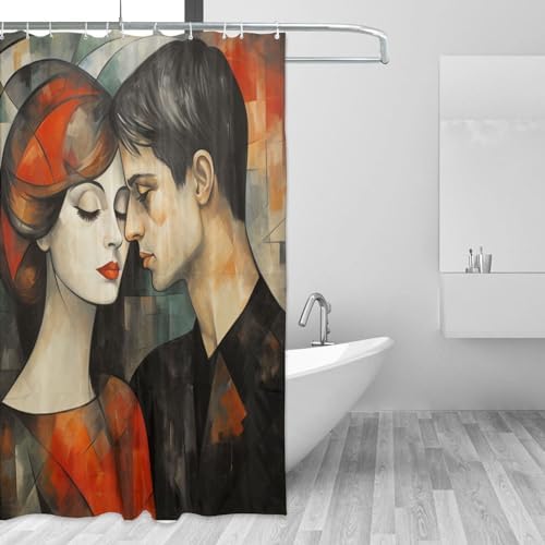 DAOWANGZUO Kissing Girl Shower Curtain Set 1