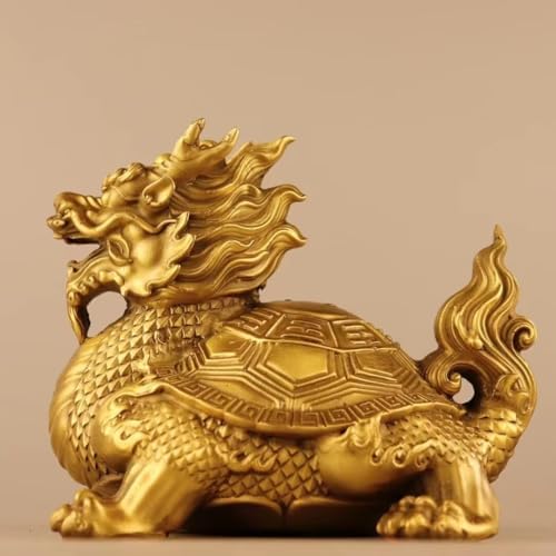 Julrybox Copper Dragon Turtle Brass Feng Shui Statue