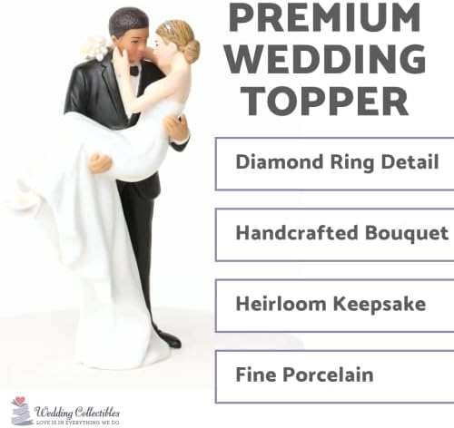 Interracial Wedding Cake Topper Bride and Groom 6 Inches Porcelain Figurine