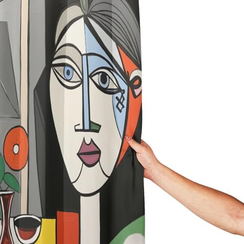 DAOWANGZUO Abstract Girl Cup Flower Shower Curtain Set 72x72in