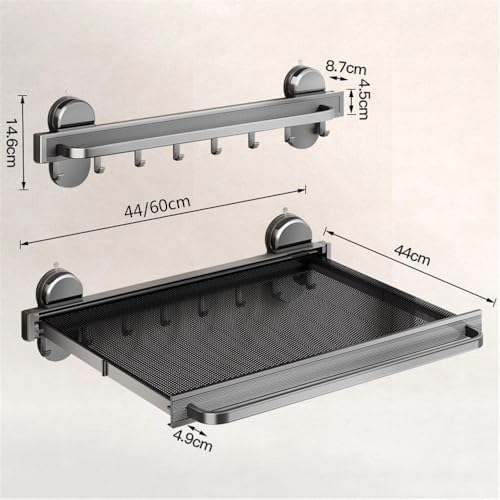 Extendable Suction Cup Towel Rack with Rod and Hooks