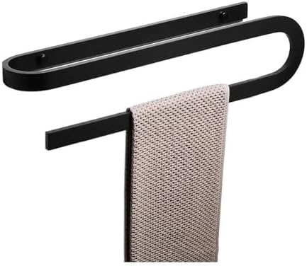Bathroom Towel Rack No-Drilling Wall Mounted Aluminum Towel Bar Black