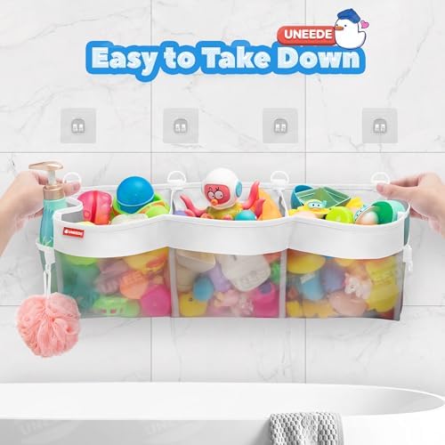 UNEEDE 495 Gallon 3 Compartment Bath Toy Storage Organizer
