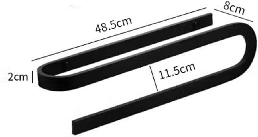 Bathroom Towel Rack No-Drilling Wall Mounted Aluminum Towel Bar Black