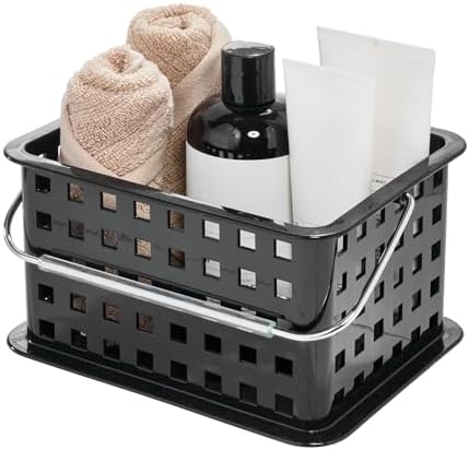 InterDesign Portable Shower Caddy with Black Plastic Basket and Carry Handle