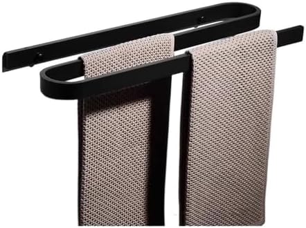 Modern Double Towel Rack No Drilling 18Inch Aluminum Black