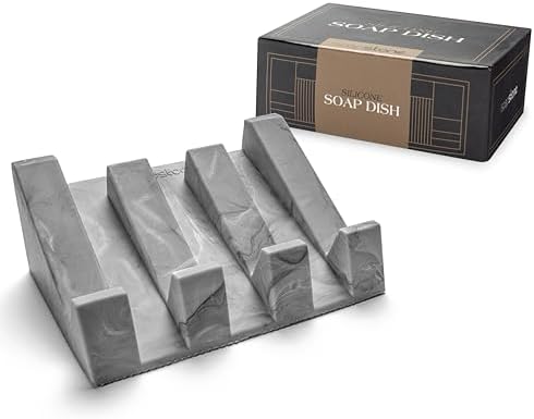 iSoapStone Silicone Soap Dish with Dark Marble Design