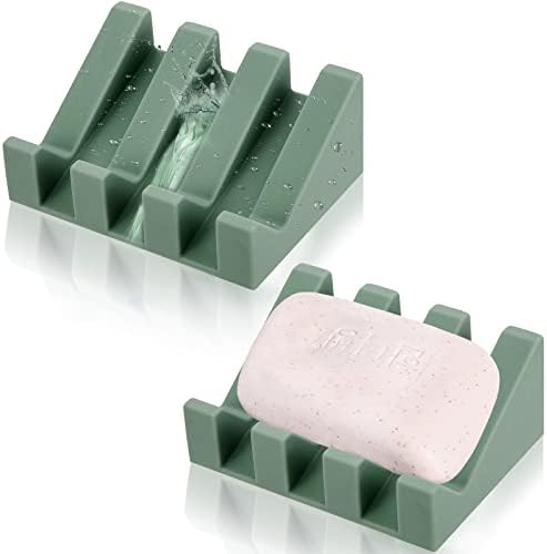 Cunhill 2 Piece Silicone Soap Dish with Drain Light Green