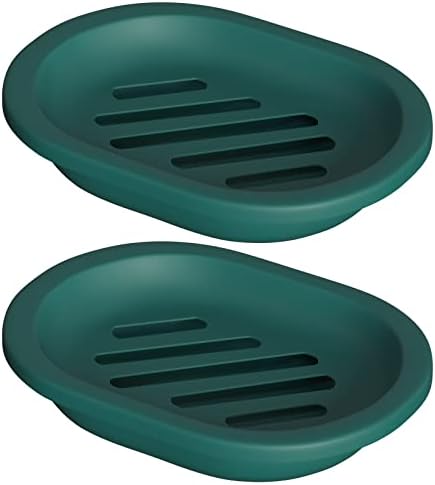 Topsky 2 Pcs Soap Dish with Drip Tray - Dark Green 1