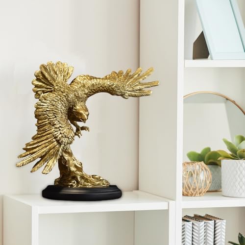 Golden Resin Statue of Flying Wild Eagle