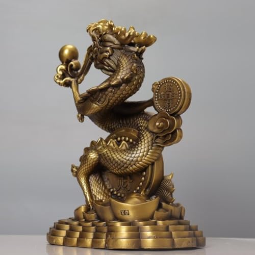 Julrybox Pure Copper Dragon Statue Home Office Decor