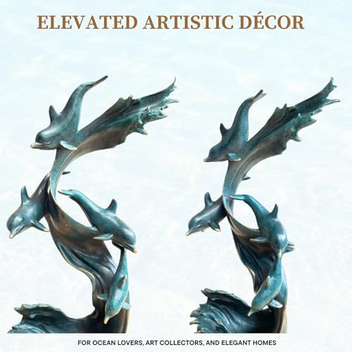 Bronze Dolphin Sculpture 185 Tall Handcrafted Dcor