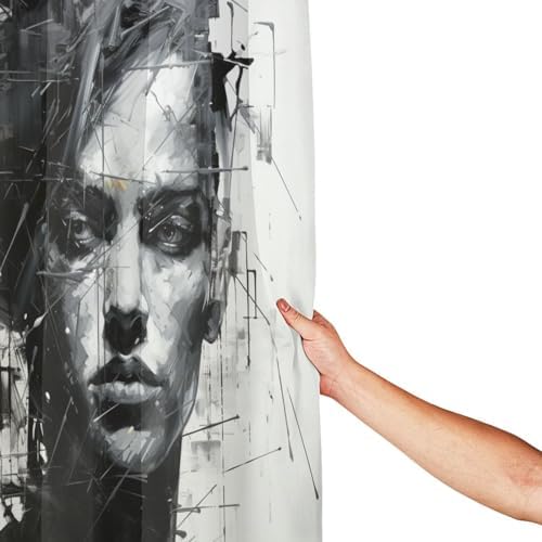 DAOWANGZUO Abstract Girl Shower Curtain Set with 12 Hooks 72x72in