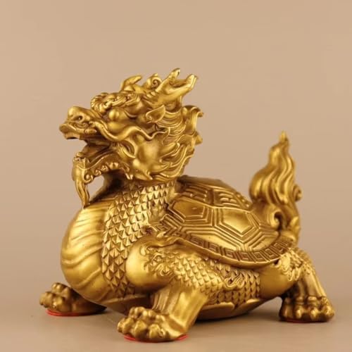 Julrybox Copper Dragon Turtle Brass Feng Shui Statue