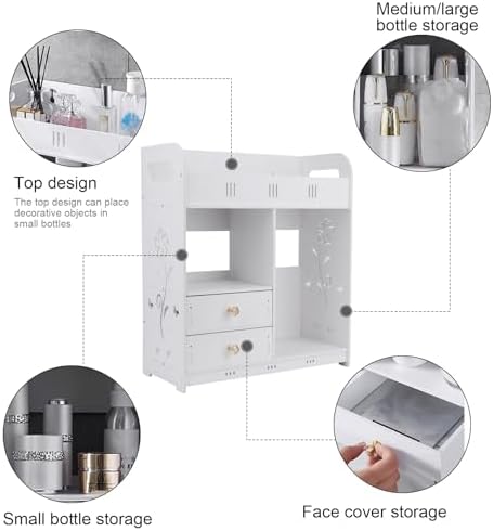 Wall Cabinet with 2 Drawers - White Bathroom Organizer