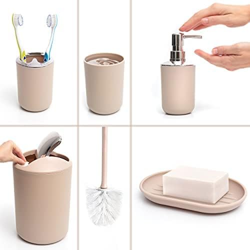 Moss Stone 6 Piece Bathroom Accessory Set - Beige