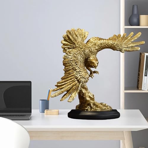 Golden Resin Statue of Flying Wild Eagle
