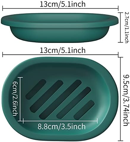 Topsky 2 Pcs Soap Dish with Drip Tray - Dark Green 1
