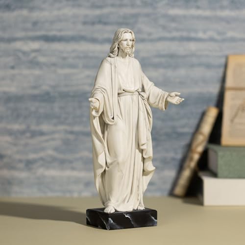 12 Inch Hand Painted Jesus Statue with Open Arms Resin Sculpture
