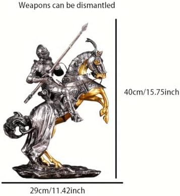 Knightly Resin Figurine - Medieval Horse and Knight Sculpture